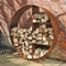 Un tenedor redondo más grande de la leña del estante de Rusty Circle Corten Steel Firewood